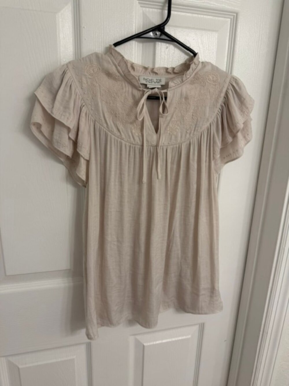 Rachel Zoe Embroidered Ruffle Sleeves Blouse Size S
